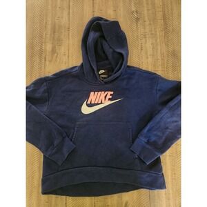 Womens Nike Navy/Pink/White Pull Over Hoodie SZ Large Logo‎ Standard Fit